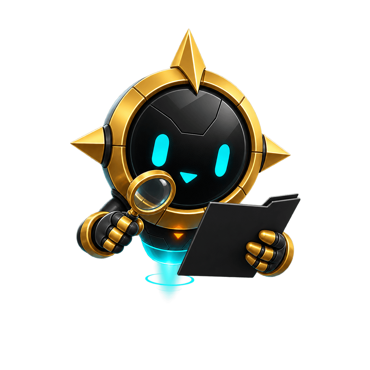 Signal Scout holding a magnifying glass and a research folder